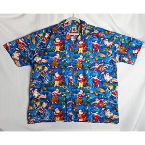 Ugly Christmas 2X Unisex Hawaiian theme Santa buttondown Shirts. Festive MaxBoxr